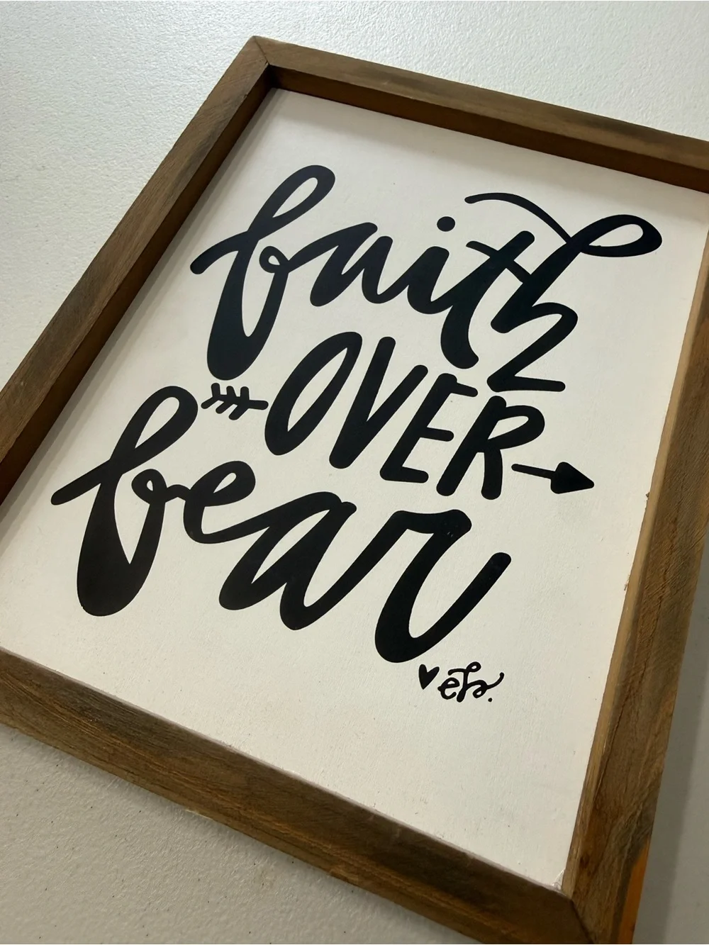 Faith Over Fear Framed Wall Art - White & Black